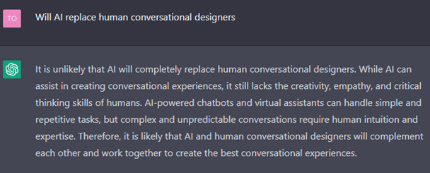 ChatGPT Screenshot_Response to AI replacing Human CD
